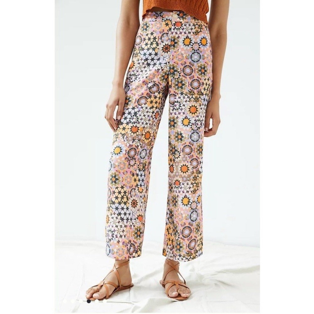 Anthropologie Geometric Straight Wide Pants Womens Size 12